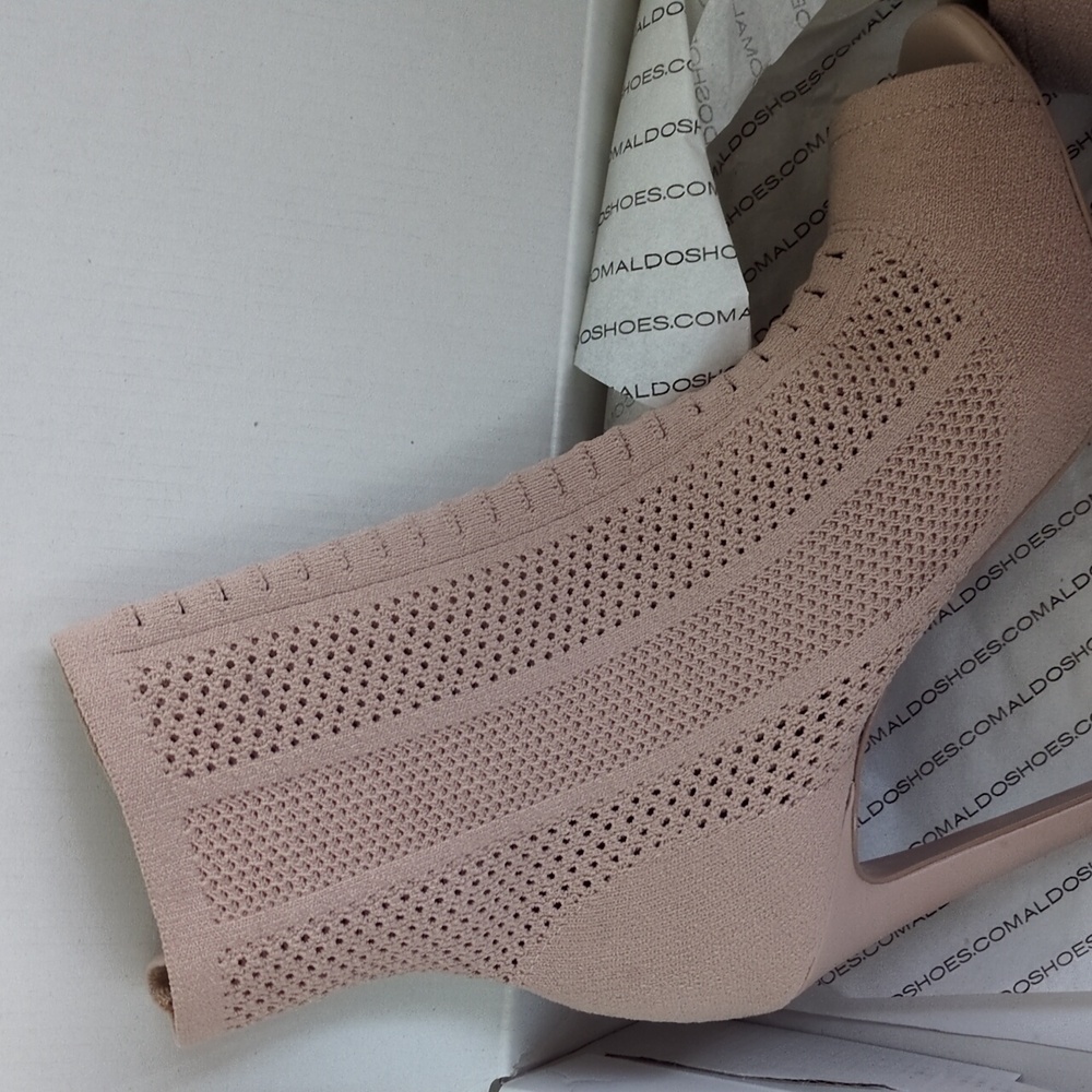 Aldo Peep Toe, Stretchy Knit Ankle Bootie Lt Pink - Picture 5 of 6